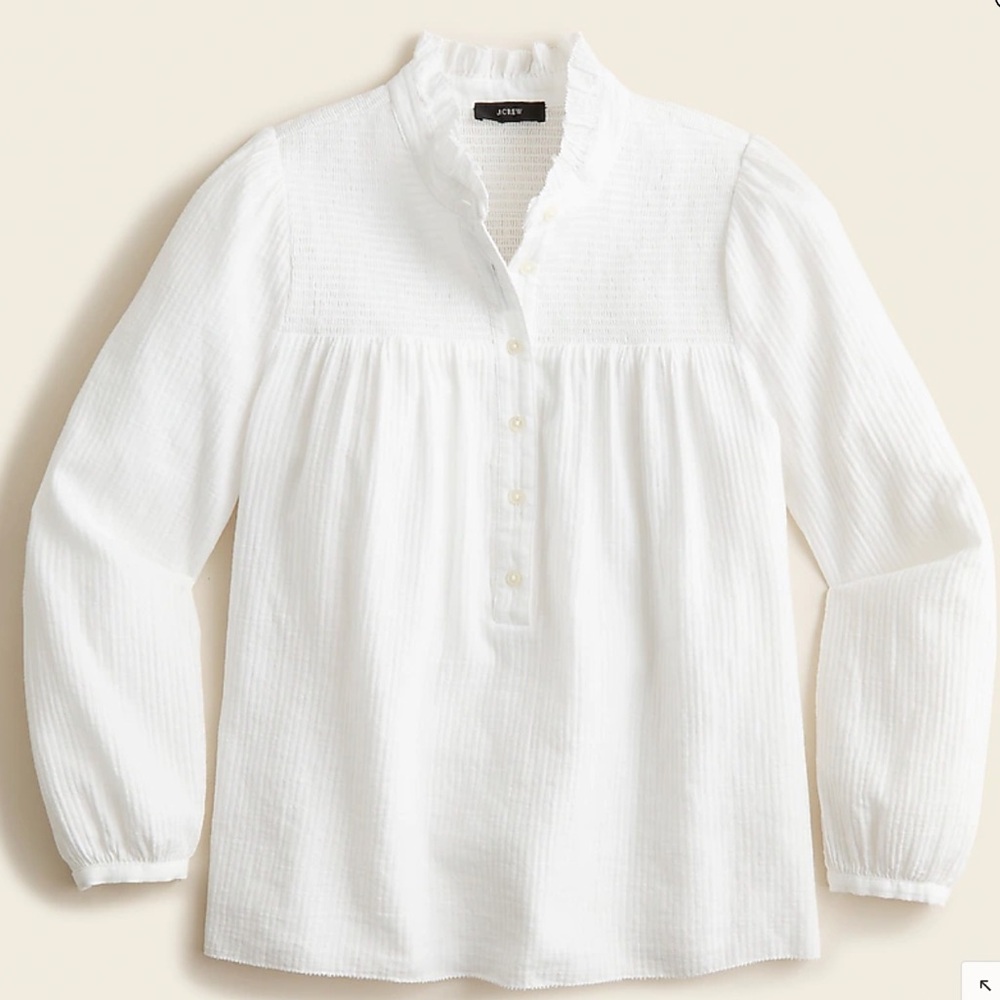 J. Crew Ivory Ruffle Collar Blouse